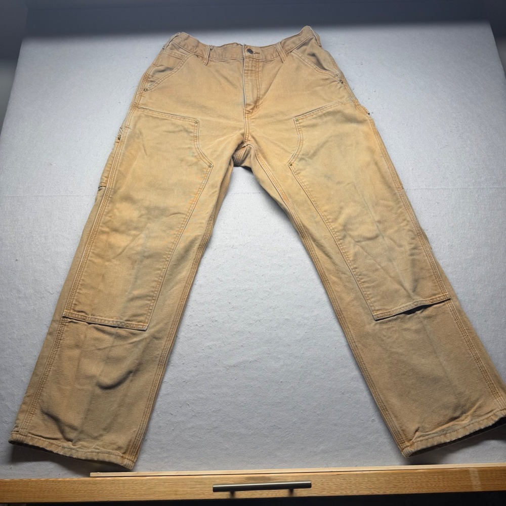 Carhartt Pants Mens 32x30 Brown B136 BRN Loose Fit Double Front Duck Work Pants